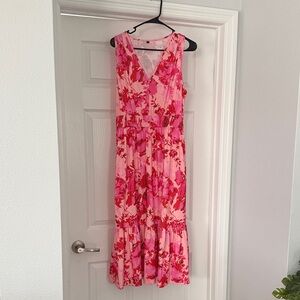 Floral Pink Sleeveless Dress